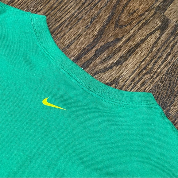 Vintage Nike 100% Cotton Green & Yellow Stripe Tee - Picture 4 of 6